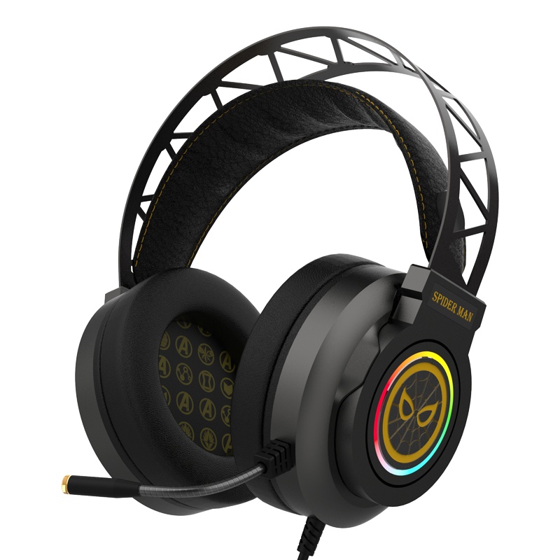 Hobby box漫威蜘蛛侠电脑耳机头戴式耳麦电竞游戏网吧7.1声道绝地求生听声辩位有线带话筒台式笔记本手机通用