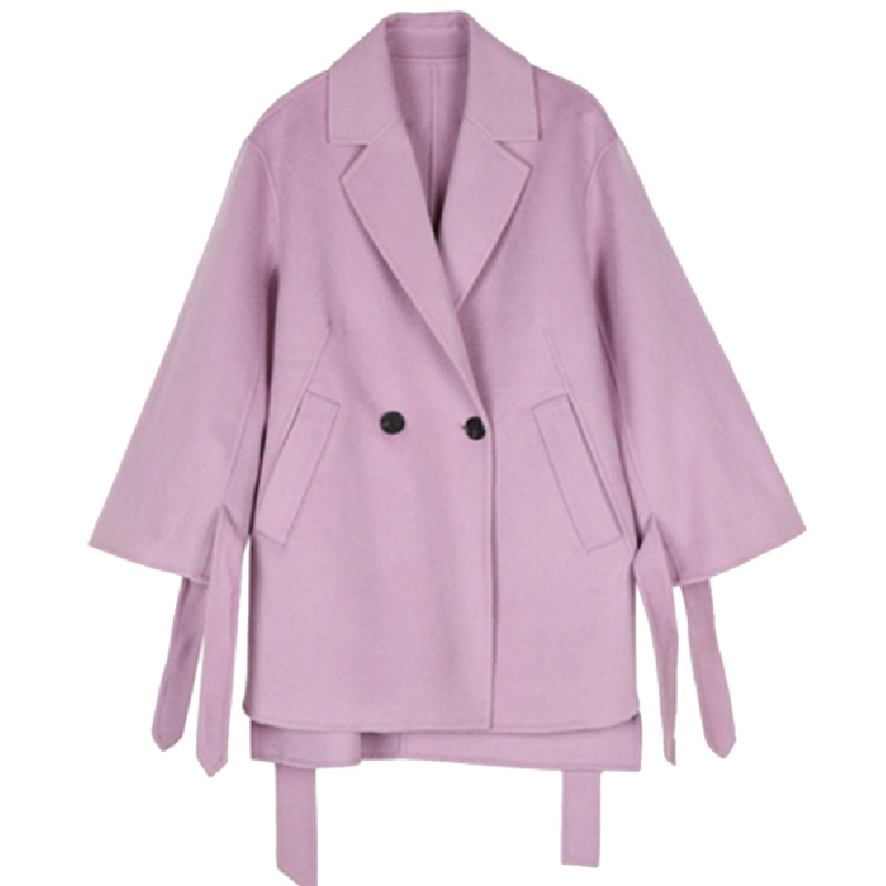 拉夏贝尔赫本呢子大衣女士秋冬季新款韩版加厚双面呢短款毛呢外套30084377