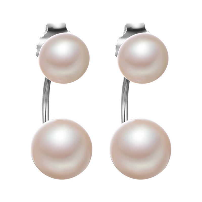 [京润珍珠]雅容 S925银镶白色淡水珍珠耳钉耳环 一款两戴 珠宝送辣妈闺蜜宠自己