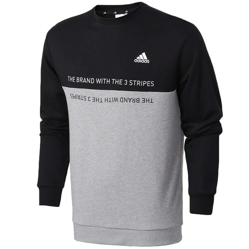 阿迪达斯男服卫衣撞色拼接圆领套头衫休闲运动服GQ0636