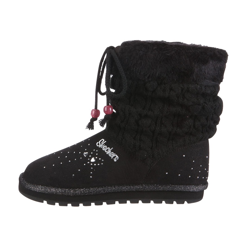 SKECHERS 女童时尚复古毛线绒布高雅水钻镶边儿童靴88719L