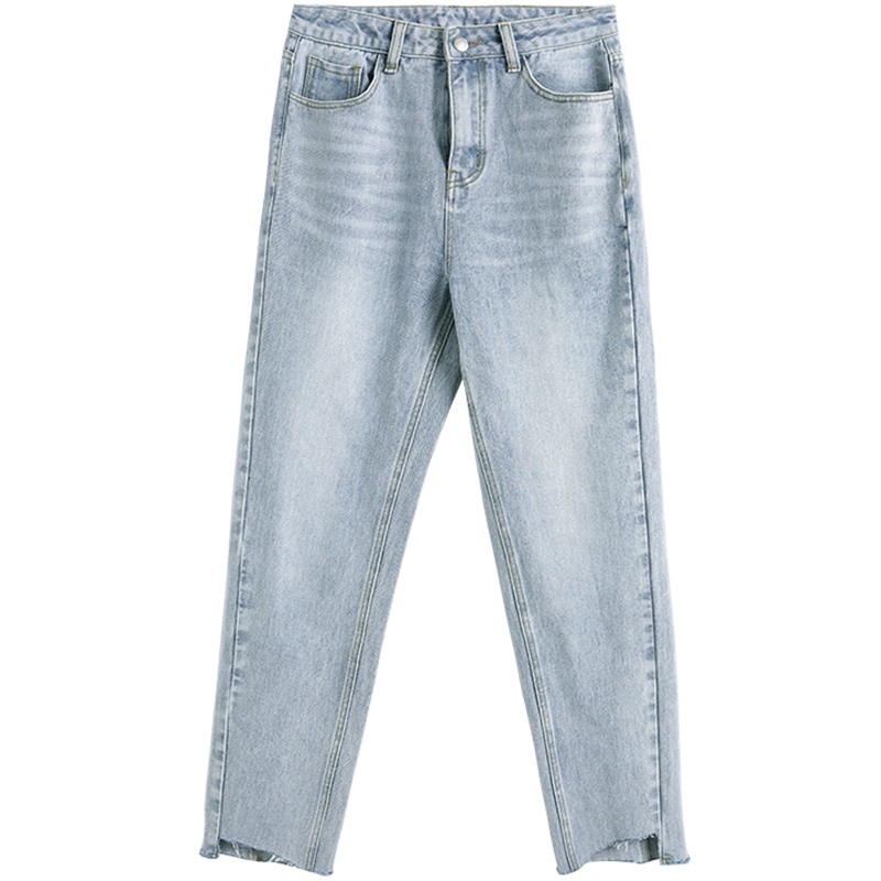 云上生活春新款牛仔裤女宽松百搭女浅色直筒裤