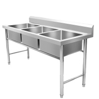 今创(jinchuang)商用不锈钢水槽全304不锈钢下水三星水池三槽洗菜盆洗碗池食堂厨房饭店 长175宽60高80