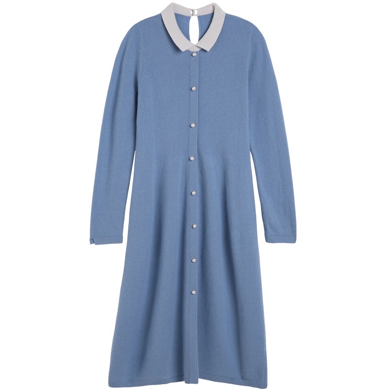 金菊2019秋冬新款打底连衣裙女针织羊毛小香风收腰显瘦裙子女