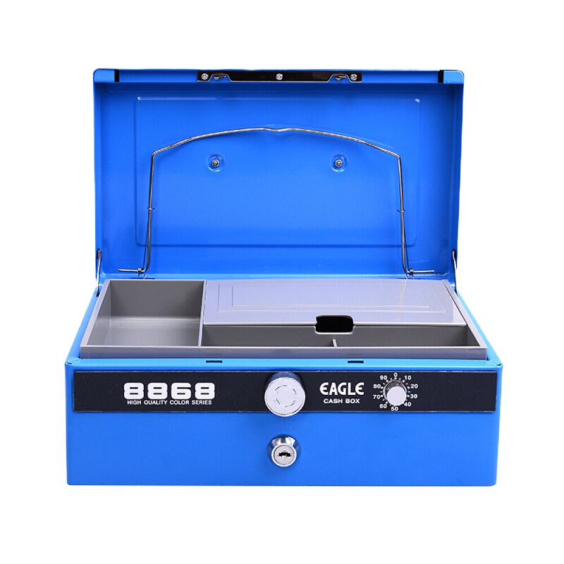 企购优品 益而高（EaGLE）特大型金属手提金库 手提保险箱 带密码锁钱箱 手提金库 保险箱钱箱8868 蓝色1个