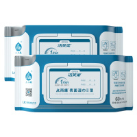 洁芙柔Ⅱ型表面湿巾60片家庭杀菌消毒灭活病毒擦拭作用1分钟*24包整箱