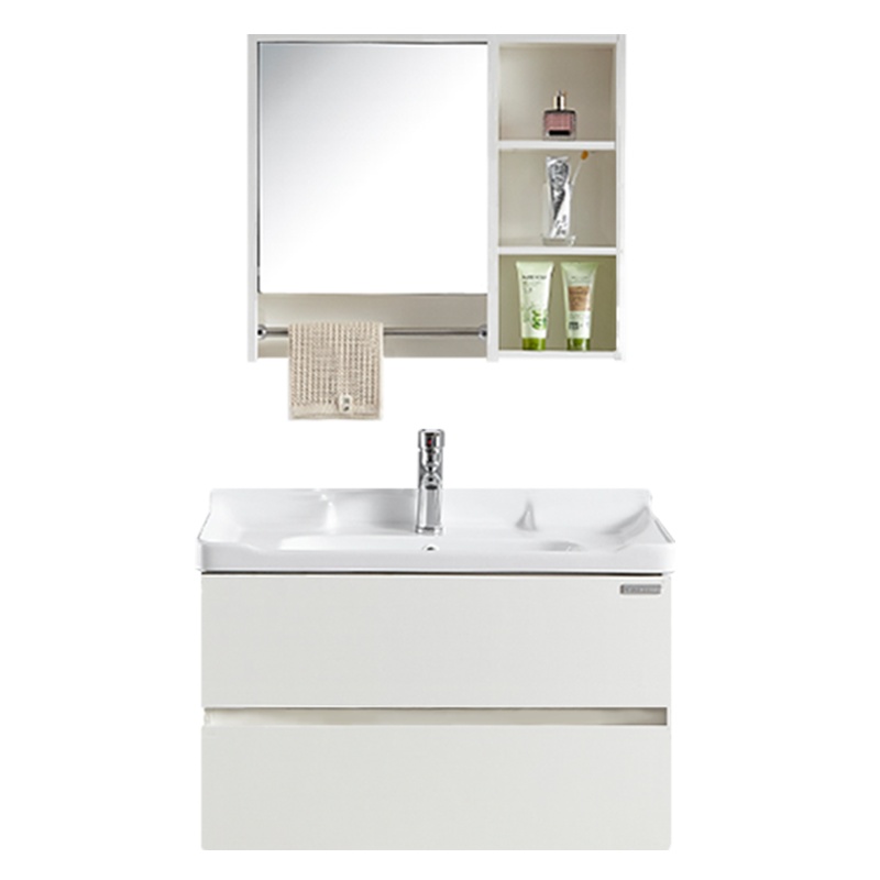 四季沐歌 (MICOE)实木浴室柜组合套装有拉手 洗脸盆柜组合洗漱台 卫生间洗漱台陶瓷洗手盆卫浴柜