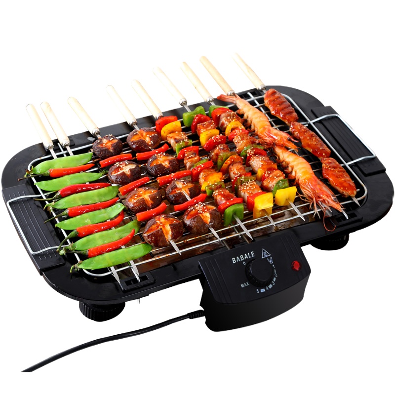 电烧烤炉时光旧巷家用室内无烟电烧烤架烤串羊肉家庭小型电烤肉盘商用网红 大号电烤架(标配版)