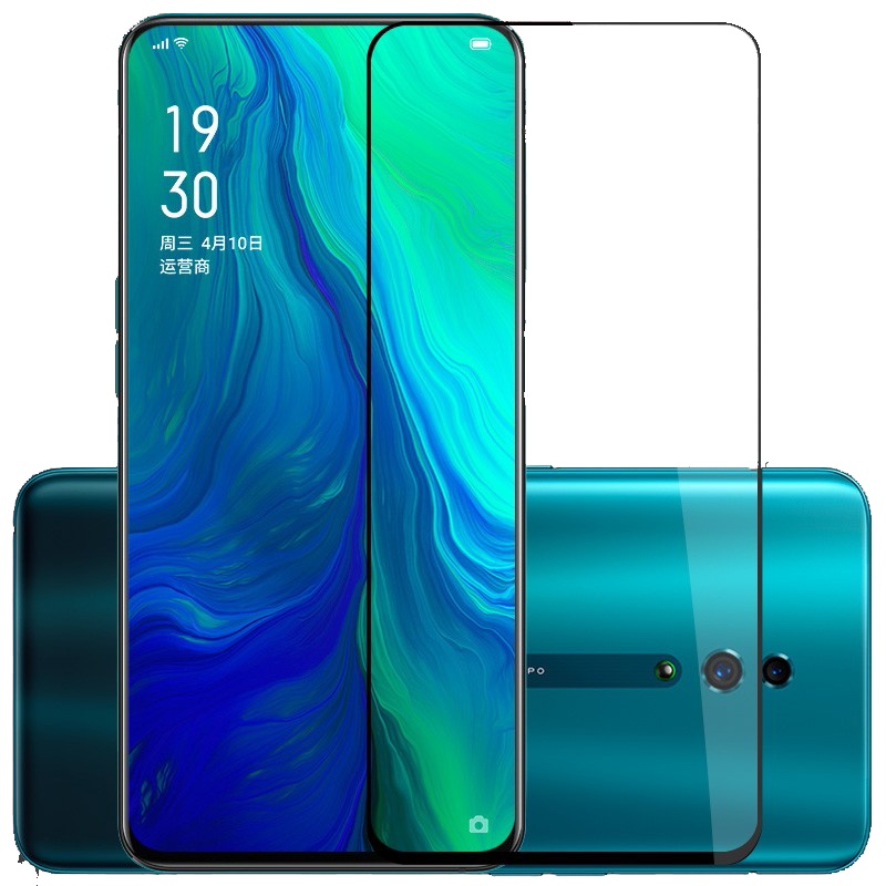 [买2送磨砂壳]轻万适用oppo reno2钢化膜全屏黑色高清透明防摔贴膜OPPO手机保护膜全玻璃
