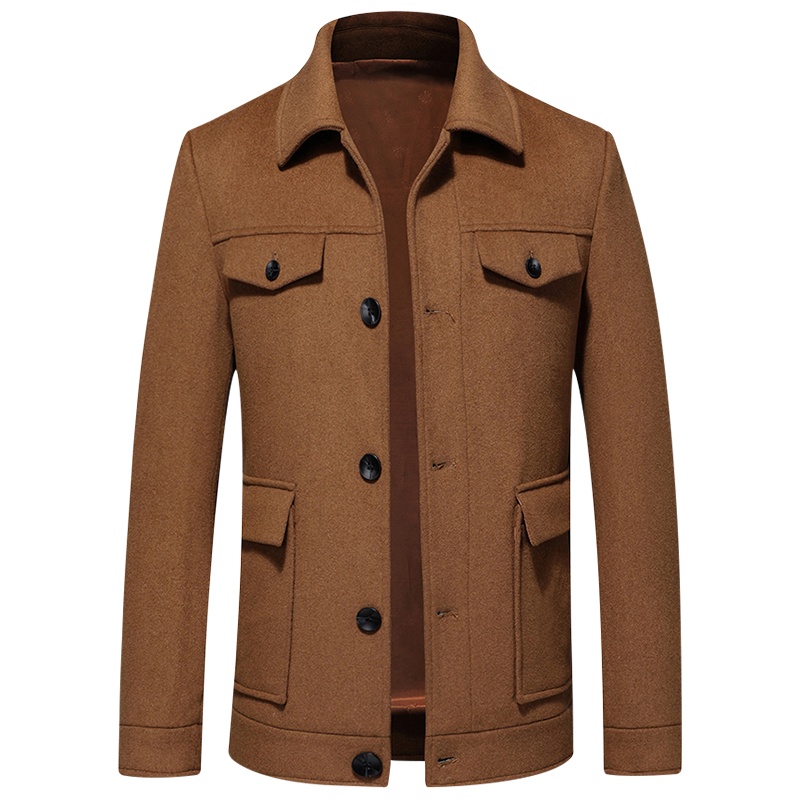 秋冬新款羊毛呢大衣男短款呢子工装外套非羊绒双面呢大衣男夹克. SQLW118