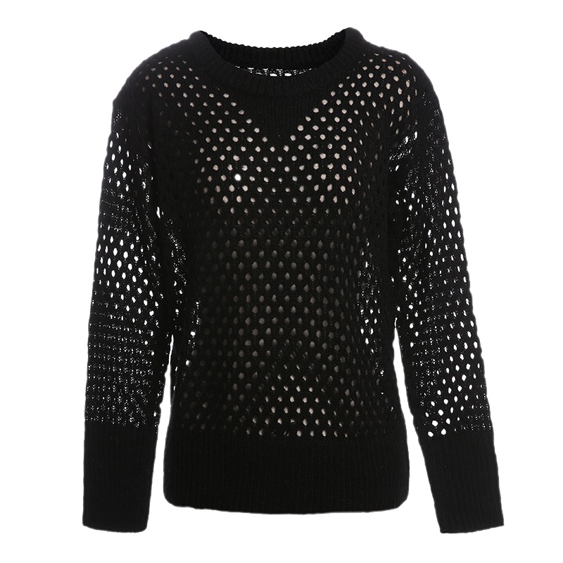 秋水伊人2019秋装新品镂空纯色气质针织衫毛衫FV17