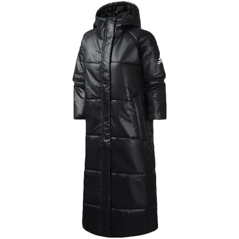 阿迪达斯女服棉服时尚连帽保暖户外运动长款棉服DZ1486