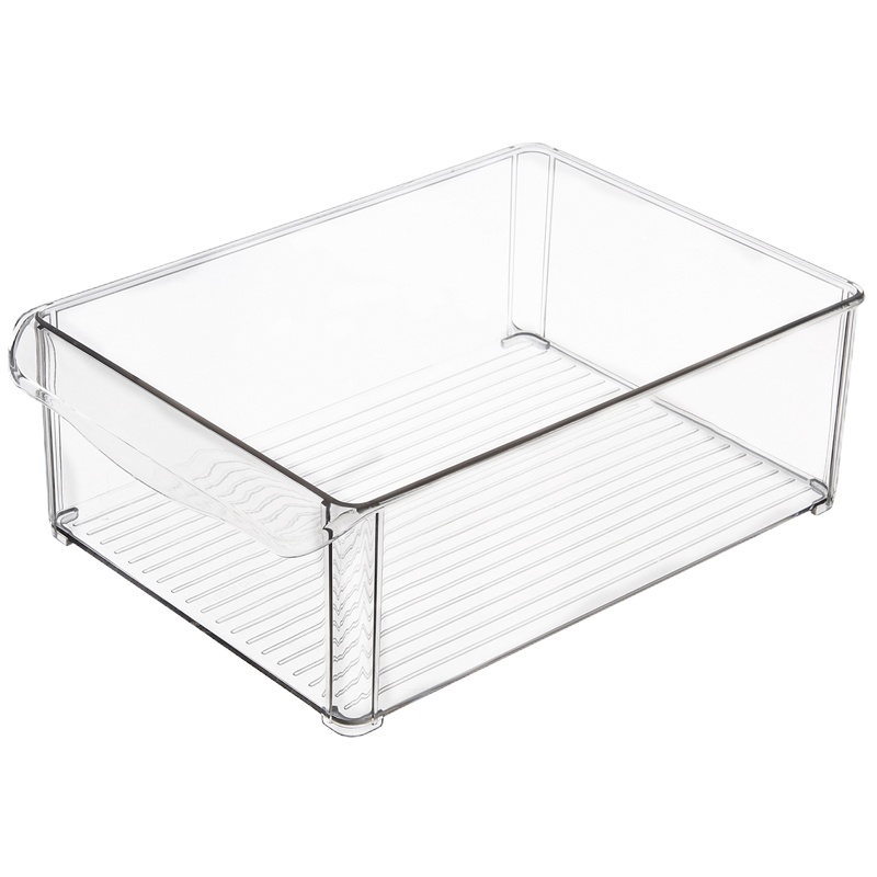 冰箱收纳盒可叠加塑料保鲜盒长方形面条蔬菜水果厨房收纳盒储物盒 方款带盖:30cm*20.5cm*10.5cm