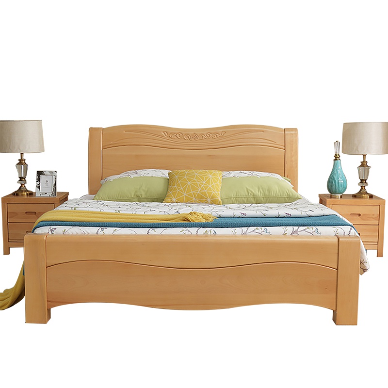 天惠子 床 榉木床1.8米双人床现代中式木质纯实木卧室家具实木床