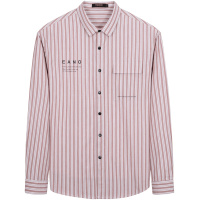 千纸鹤男装条纹衬衫上衣2020春季新款时尚潮流宽松印花衬衣10252