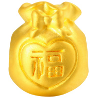 中国工艺足金999石榴石单颗福袋3D硬金女款 黄金珠宝福袋手串自行搭配绳子