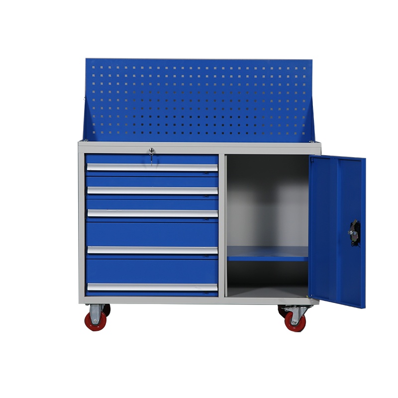 豫亿腾 五抽工具车(带门) 车间用双开门储物柜 加厚五金收纳箱抽屉式铁皮刀具柜子 可定制