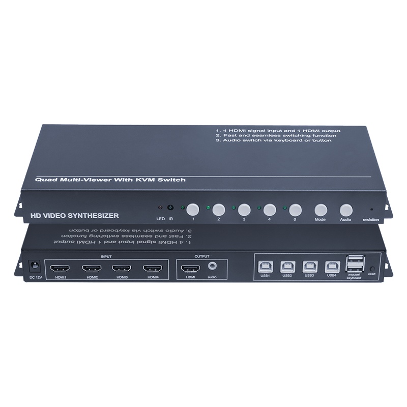 信特安XTA-MT41N 高清四画面分割器4进1出分屏工程级键盘鼠标同步穿越KVM无缝切换