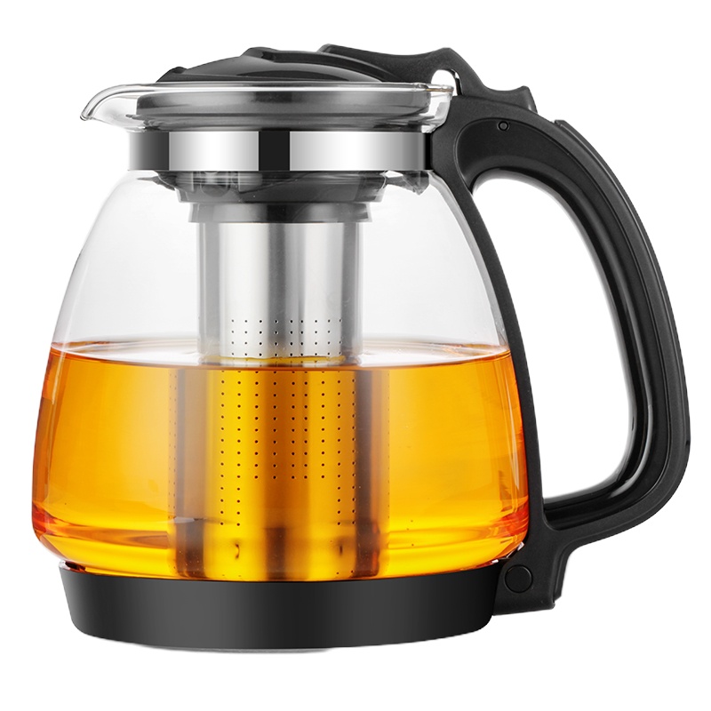 紫丁香(Lilac) S825 2L耐热玻璃茶壶不锈钢可拆洗过滤内胆加厚玻璃花茶壶 黑色(单位:个)