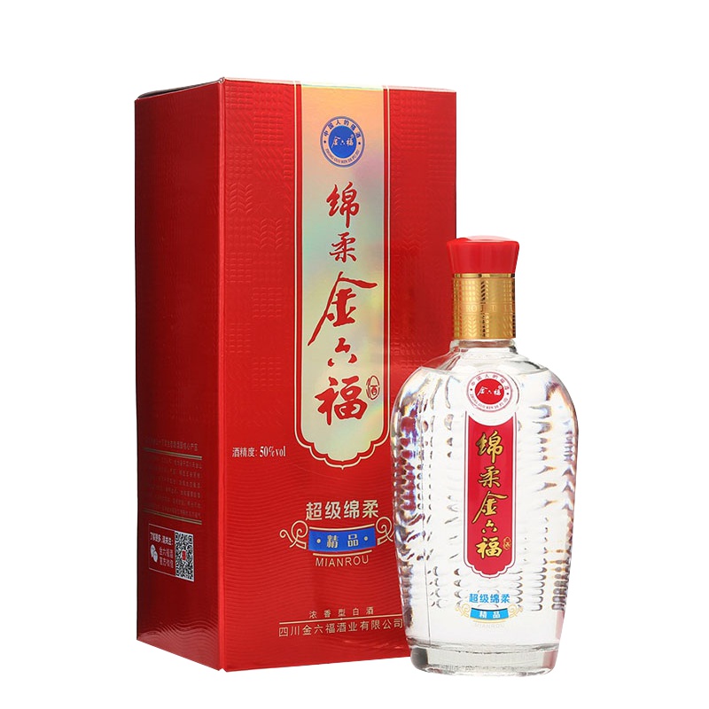 金六福 超级绵柔 50度 375ml 盒装 浓香型白酒 高度白酒