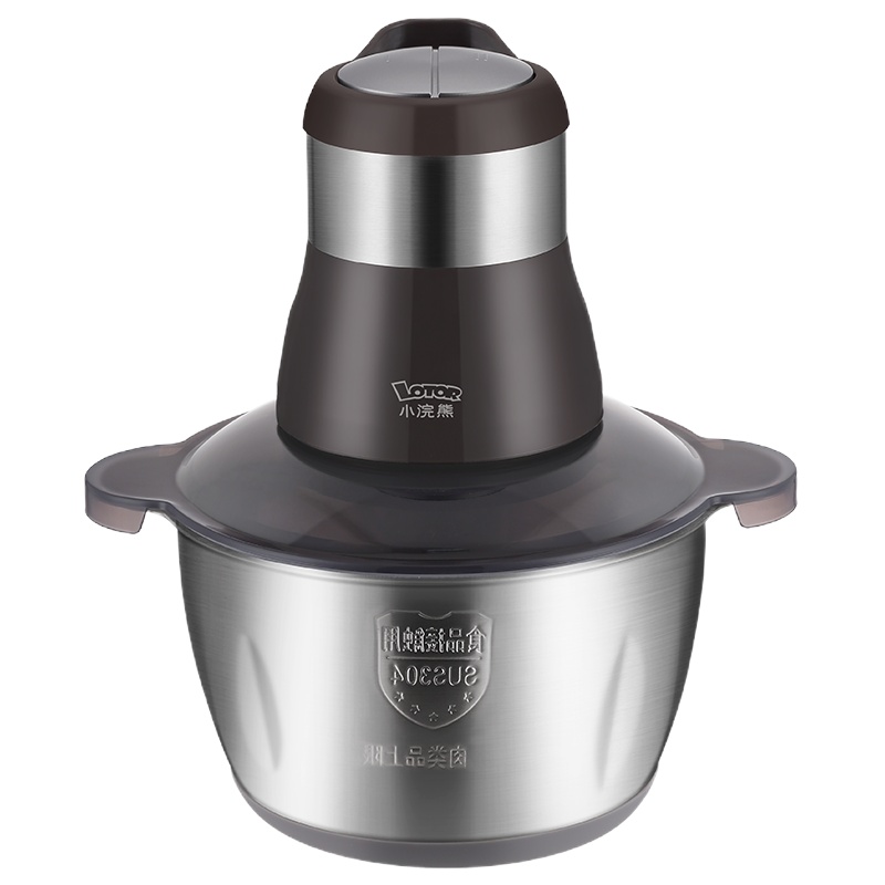 小浣熊绞肉机家用电动小型打肉馅碎菜蒜蓉泥多功能搅拌料理辅食机 不锈钢碗双刀款