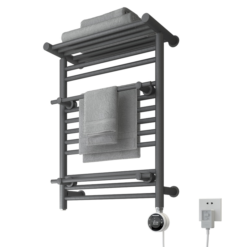 松下电热毛巾架白加热烘干浴室卫生间洗手间挂架打孔式浴巾置物架 DJ-J0368LCG 三口之家推荐(深灰)左出线