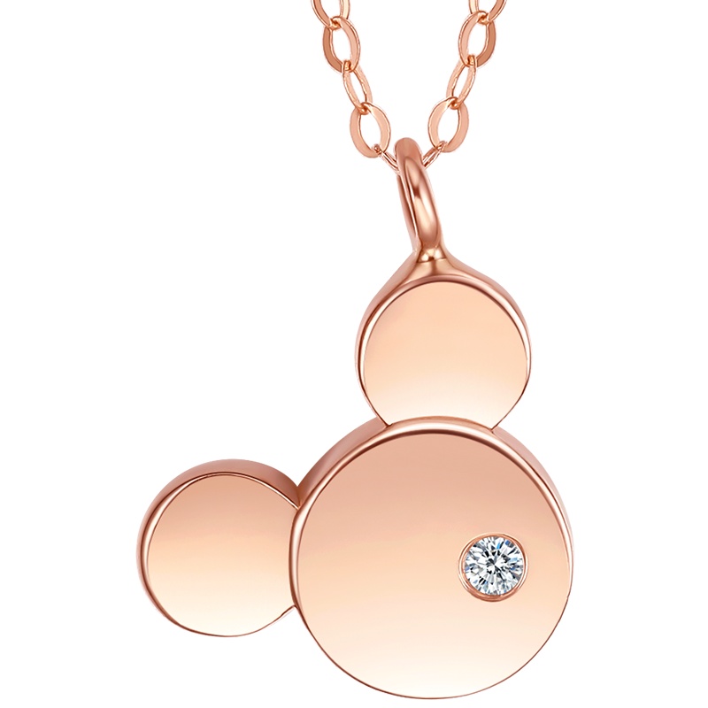 周六福(ZHOULIUFU)18K金钻石项链女士款玫瑰金彩金萌鼠镶钻套链链坠 璀璨KRDB065699