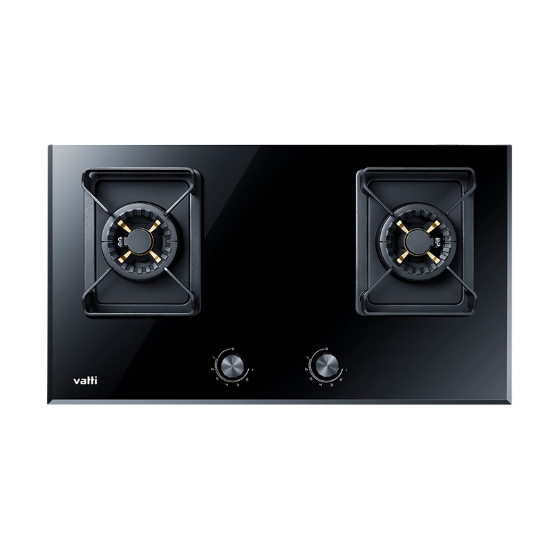 华帝双眼灶B868B黑色玻璃面板