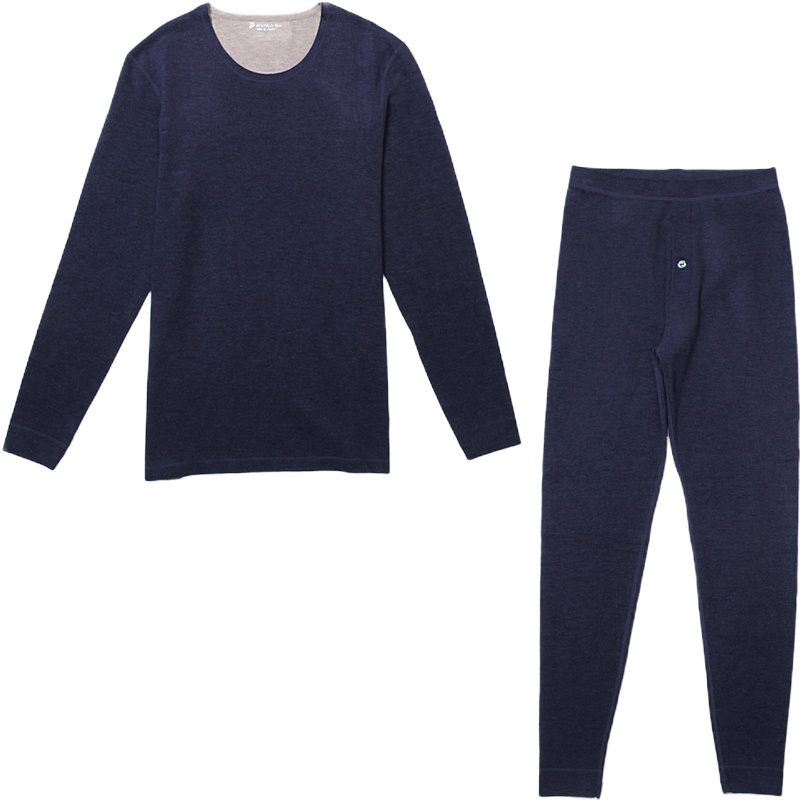 真彩保暖内衣男士套装无痕桑蚕丝双面磨绒养肤打底衣裤中厚冬季款