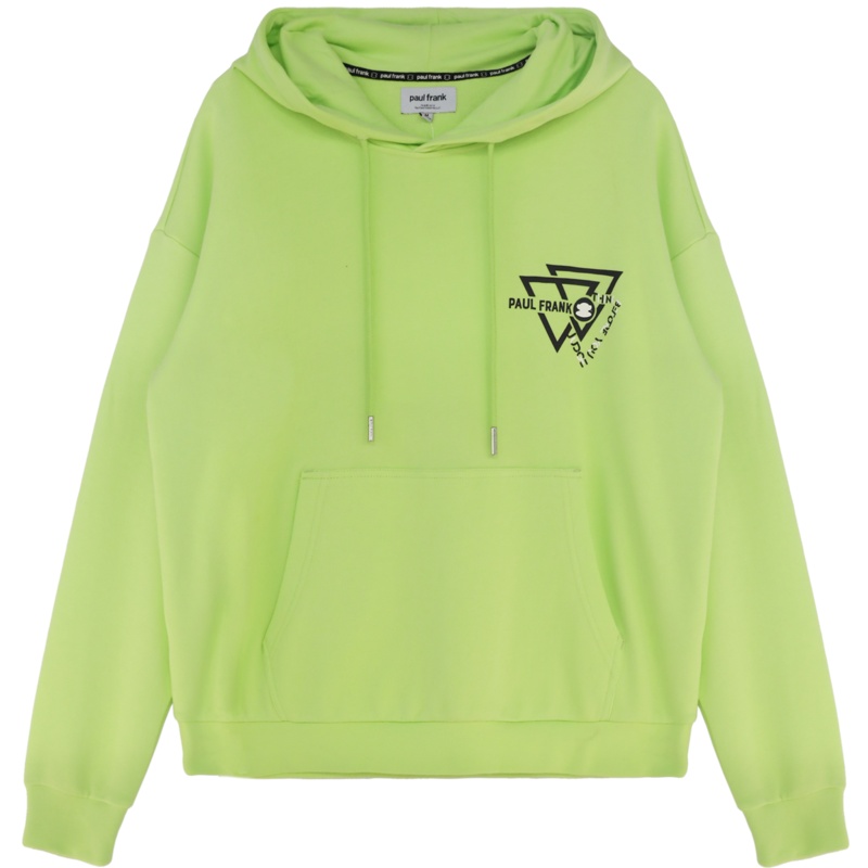 PaulFrank/大嘴猴春秋新款卫衣男韩版印花荧光绿连帽情侣衫