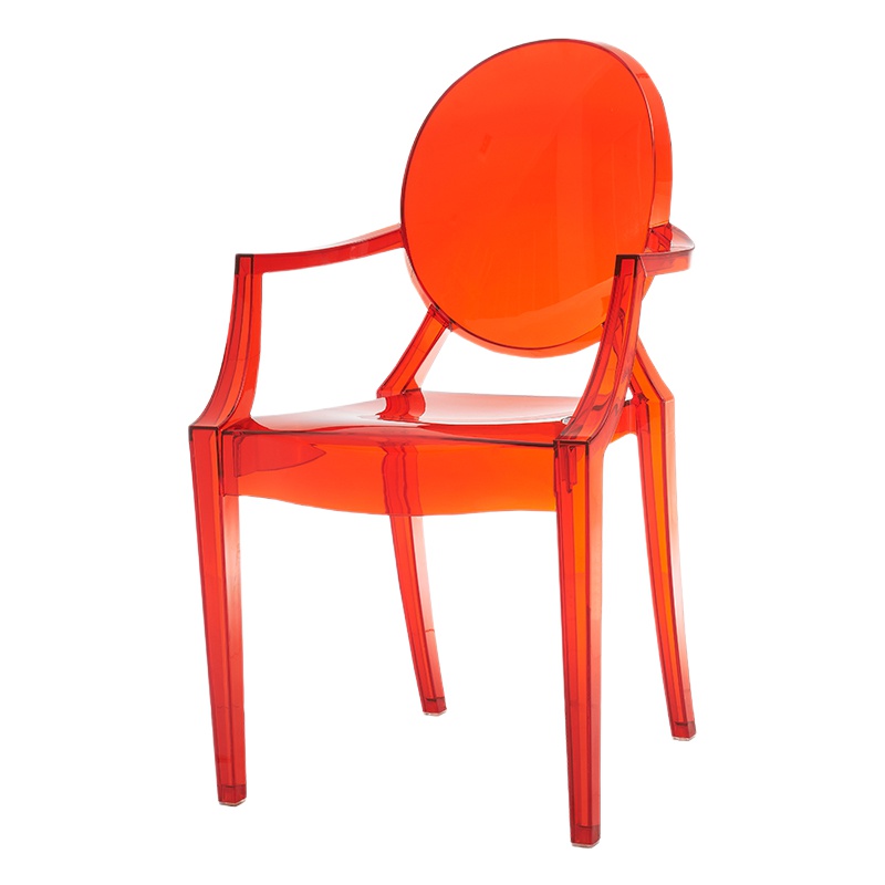 星威家用椅子现代简约塑料凳子懒人创意透明靠背椅北欧带扶手靠背休闲椅洽谈吃饭餐厅咖啡馆餐桌配椅透明时尚家用餐椅