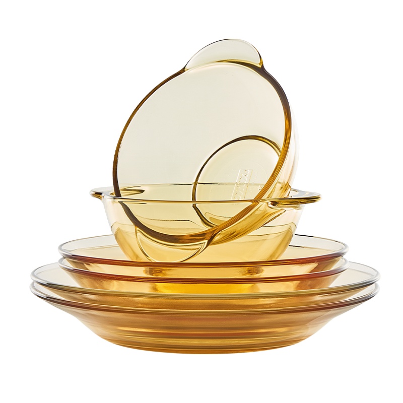 康宁餐具套装家用简约 pyrex百丽美国康宁6件套 玻璃碗碟套装康宁碗 6件套