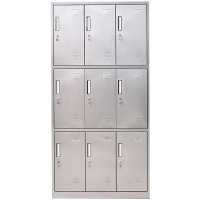 创世人 办公家具不锈钢九门储物柜员工柜收纳柜储物柜铁皮柜存包柜鞋柜304不锈钢