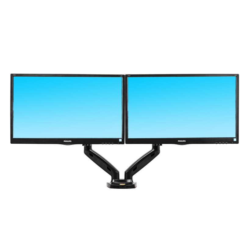 NB F160 电脑显示器支架 拼接双屏 桌面伸缩旋转升降支架 免打孔多屏支架 气弹簧人体工学挂架 17-27英寸