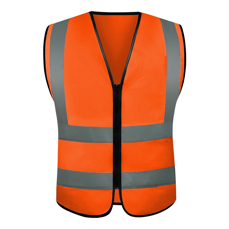 趣行 拉链式反光衣 反光背心 荧光橙色汽车交通安全警示马甲 环卫施工执勤骑行安全服