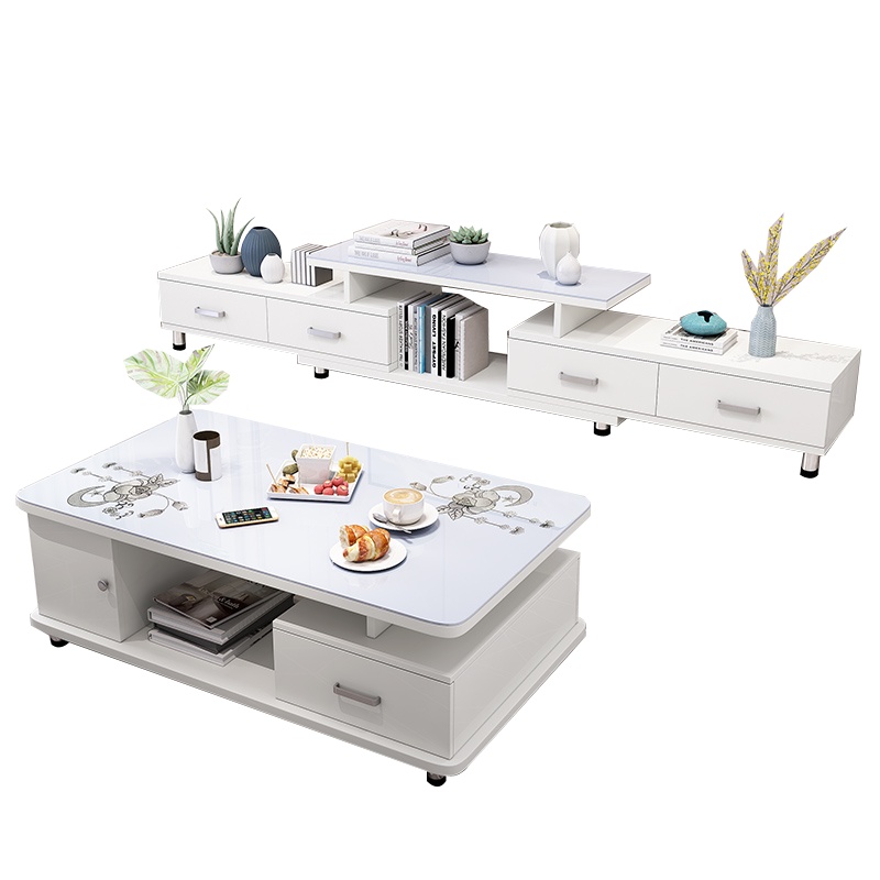圆角茶几简约现代欧式客厅电视柜组合茶桌家用小户型玻璃茶几桌巧妈妈