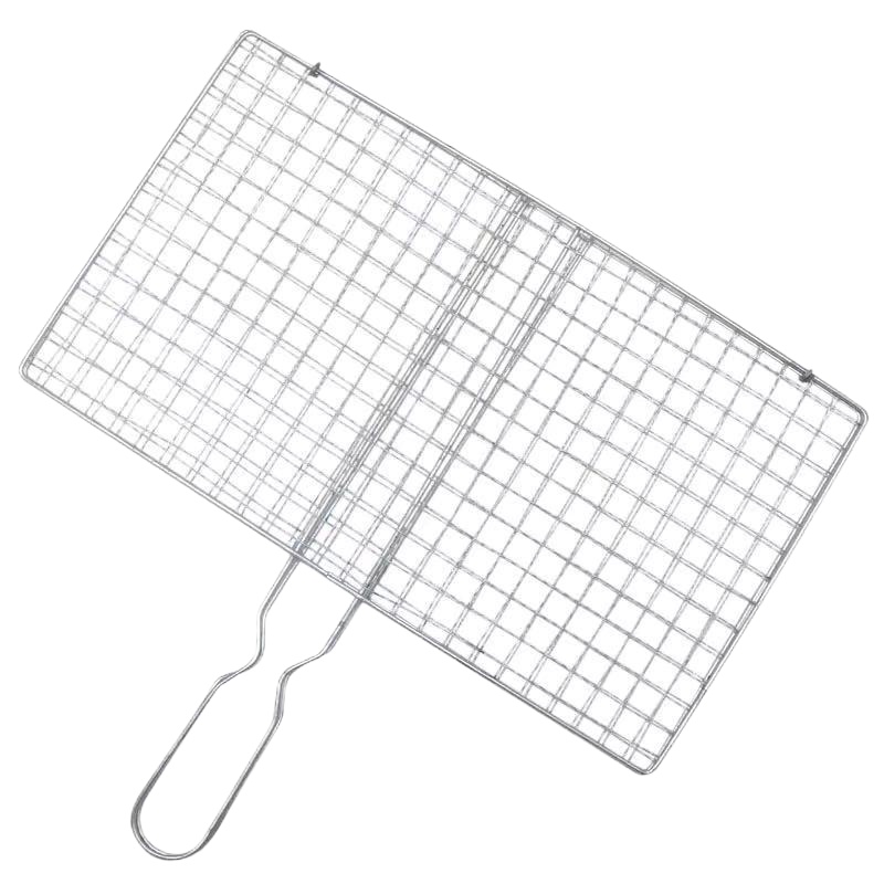 不锈钢双面烧烤网夹烤鱼网夹烤菜夹拍子双层烤肉夹蔬菜夹韭菜夹子 25*35铁网架1个+毛刷