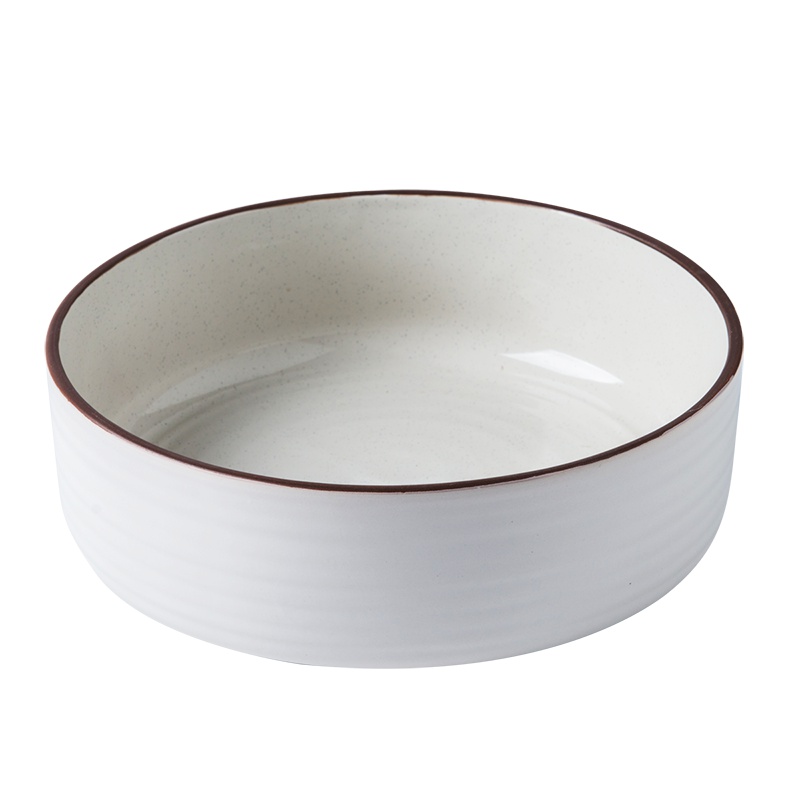 亿嘉IJARL 日式简约家用陶瓷大汤碗菜碗面碗沙拉碗水果碗餐具韦斯顿8.5英寸白色单只装