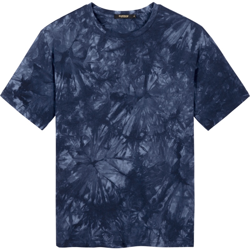 千纸鹤男装圆领上衣2020夏季新款时尚潮流宽松扎染短袖T恤男20513