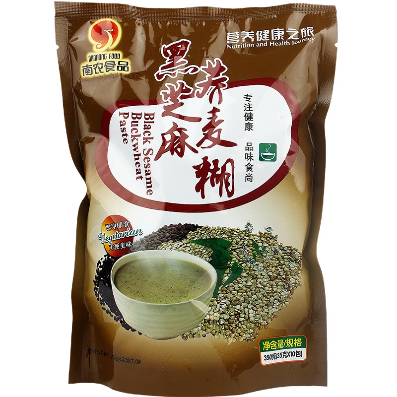 南农食品 黑芝麻荞麦糊 中老年人米糊状流食 早餐代餐粉粥羹黑芝麻糊小包装(35g*10包)开水冲泡