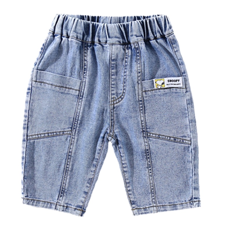 史努比童装男童牛仔短裤儿童夏天休闲五分裤中大童牛仔短裤女童薄款中裤