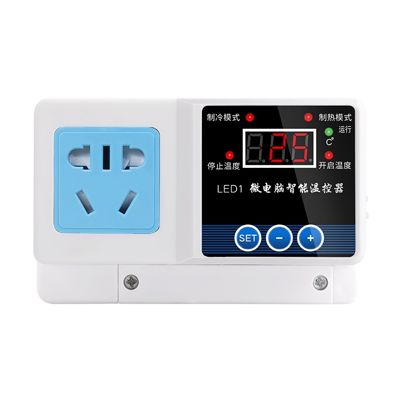 创新者方形温控数显智能温控开关可调电子温控仪孵化机锅炉温度控制器带插座 2200W-2米橡胶头