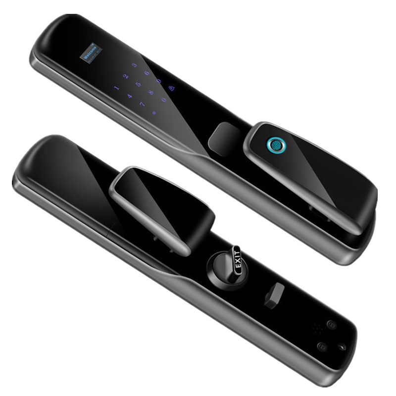 防水老式门指纹锁刷卡锁智能锁不锈钢门木门门禁锁密码锁电控锁 防水款黑色 双指纹款