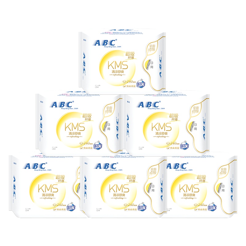 ABC卫生巾日用 纤薄棉柔240mm*8片*6包姨妈巾