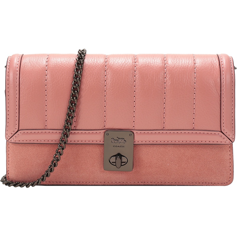 COACH 蔻驰 女士 专柜款HUTTON系列皮革单肩斜挎包链条包手拿包小方包 C0842
