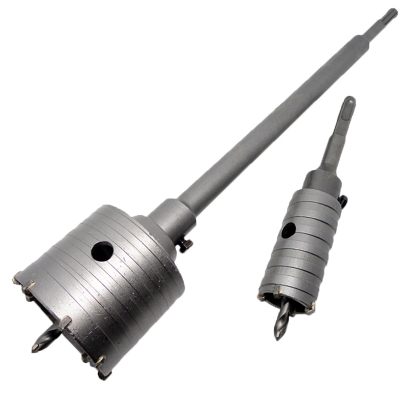 闪电客电锤墙壁空调开孔器干钻头水泥打墙洞扩孔器水管打孔合金钻头套装 卡其色墙开七件套圆柄