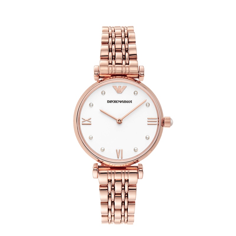 阿玛尼 （Emporio Armani）手表 玫瑰金钢制表带珍珠刻度石英女士腕表 AR11267