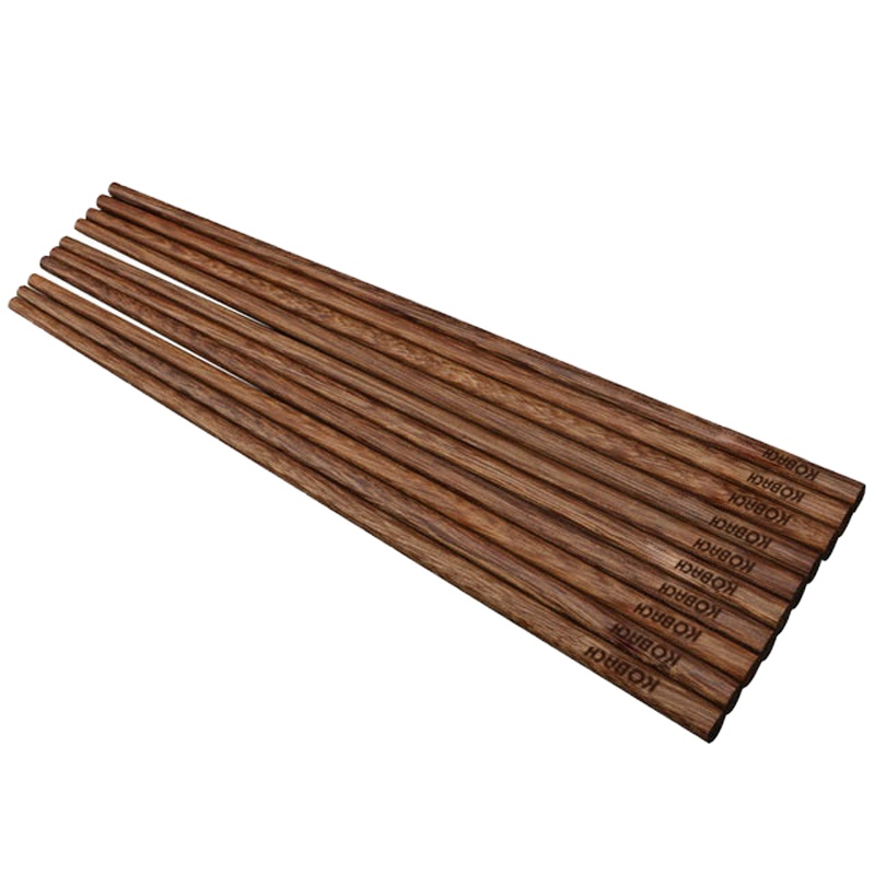 康巴赫筷子天然无漆无蜡鸡翅木筷子原木家用筷子10双装