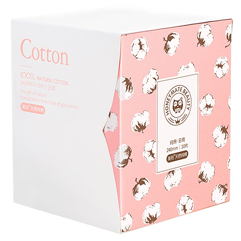 美则Honeymate纯棉系列 美国进口纯棉女日用卫生巾姨妈巾无添加超薄卫生棉 240mm*10片