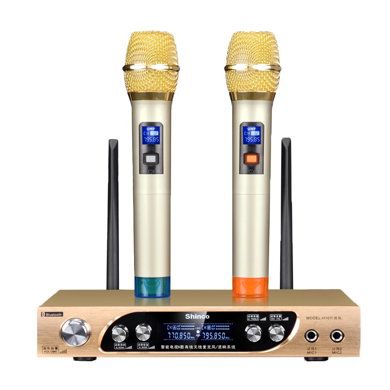 新科(Shinco) H10一拖二电视无线话筒演艺演出舞台手机金属U段家用蓝牙电脑K歌无线麦克风 升级版